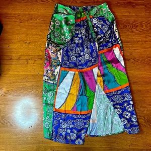 Paisley And Patchwork Thigh Slit Skirt